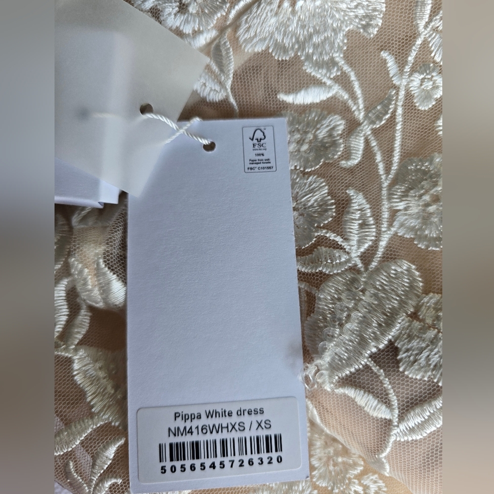 Nadine Merabi Pippa White Dress Size 2(XS) Sheer Top Lace Beaded New. - Picture 13 of 16